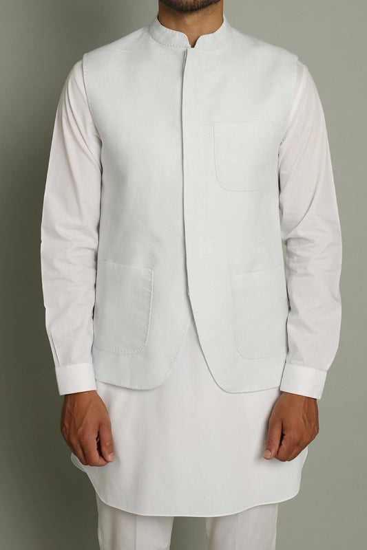 WAISTCOAT WHITE - shop at Bareezeman
